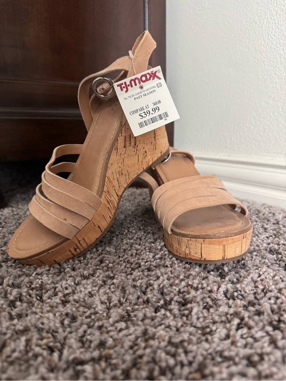 Franco Sarto Tan Cork Wedge Sandals